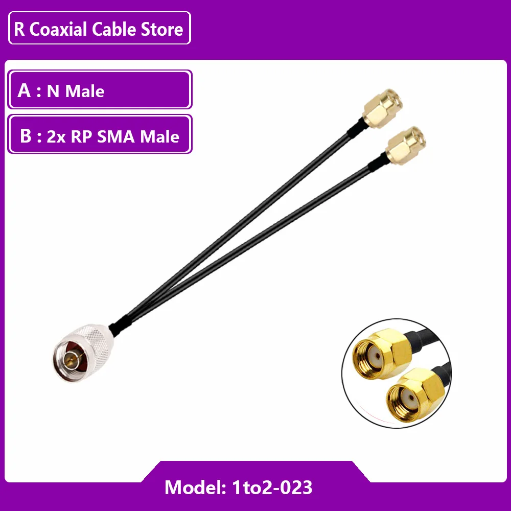 RF Coaxial Y Tipo Splitter, Cabo RG316, N Macho para 2X SMA Conector Fêmea, Combiner Jumper, Adaptador Pigtail, Antena Router WiFi