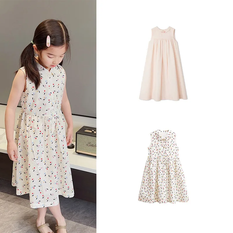 2026 Girls Dress Summer New Fashion Korean Children's Dress Cotton Cute Party Dress Long Skirt Children's Clothing