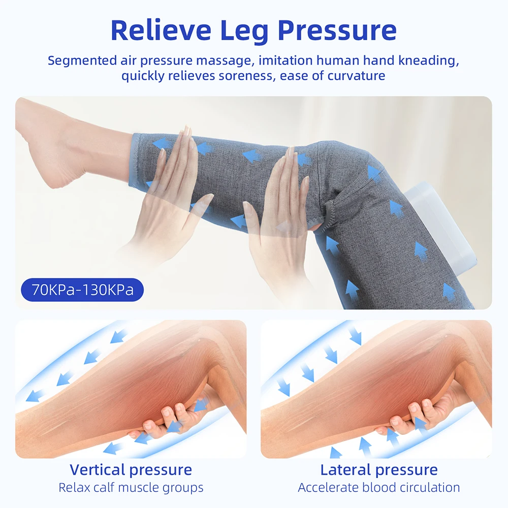 Smart Leg Massager Airbag Kneading Vibration Calf Massage Device with Air Compression and Knee 360° All-Round Packag