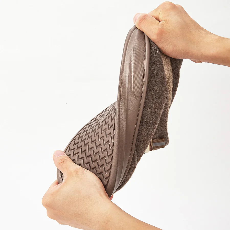 따뜻한 펠트 슬리퍼 남자 EVA 메모리 폼 플랫폼 쿠션 소프트 스트라이프 편안한 거실 신발 고품질