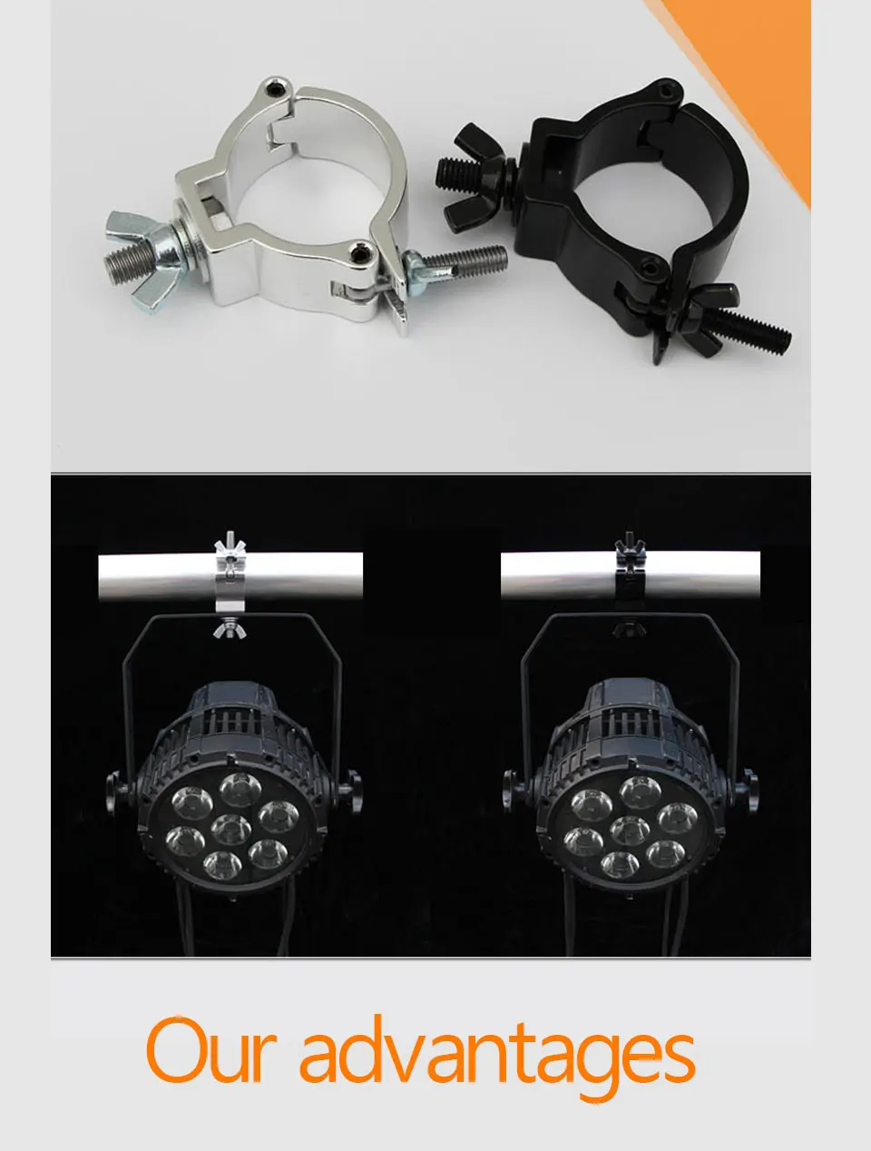 1pcs  Aluminum Stage Truss Clamp Coupler Hardware Hook Heavy Duty 220LBS fits 48-51mm Pipe for DJ Moving Head Beam Lights