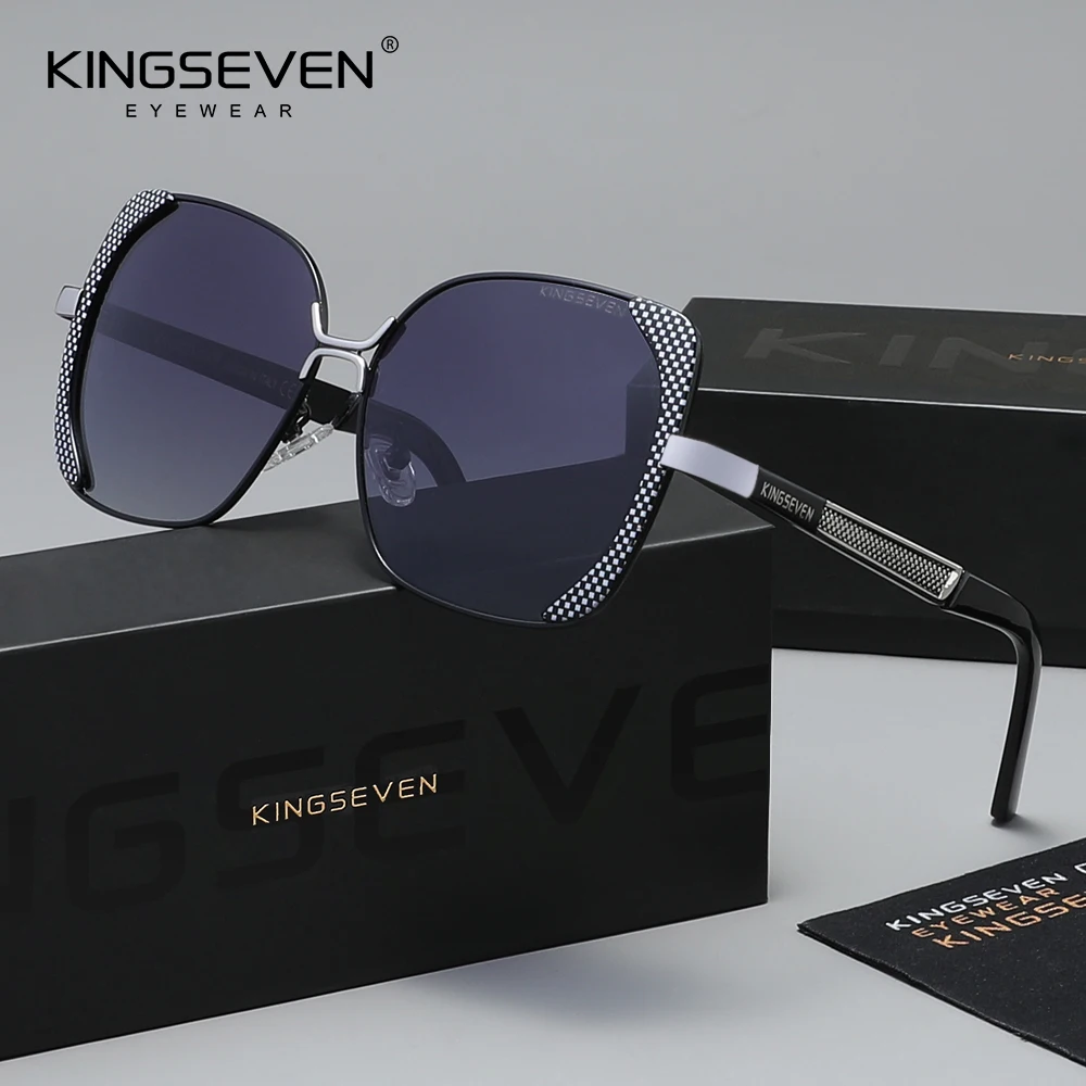 KINGSEVEN Sonnenbrille für Damen Luxuriöse Polarisierte UV400 Modische Brille für Freizeit und Autofahren Eckige Form Große Fassung