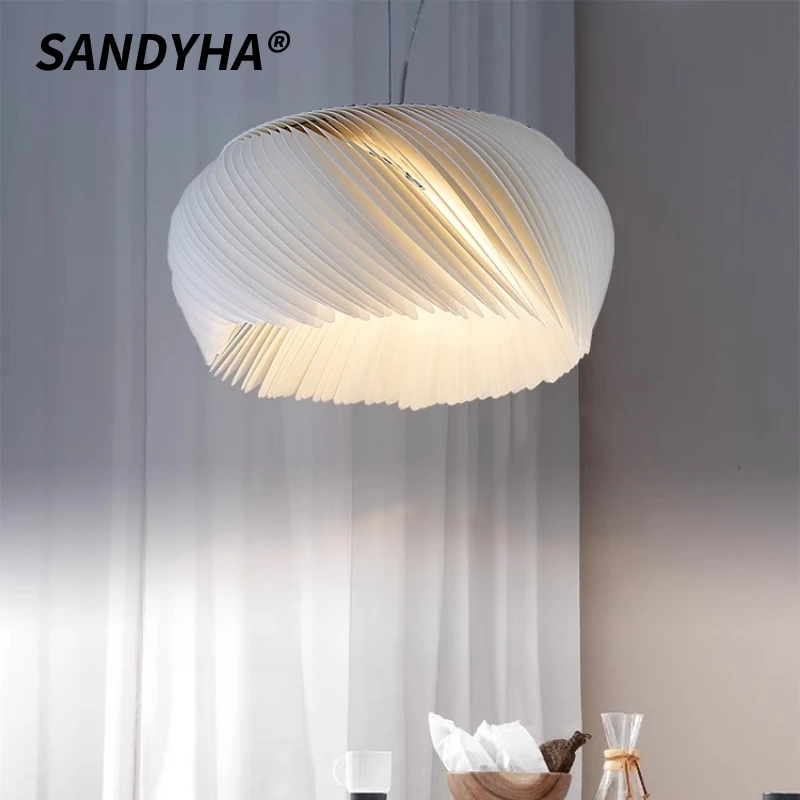 

Nordic Creative Pendant Lights Spiral Acrylic Board Design Hanging Chandelier Living Room Decor Dining Table Lighting Fixtures