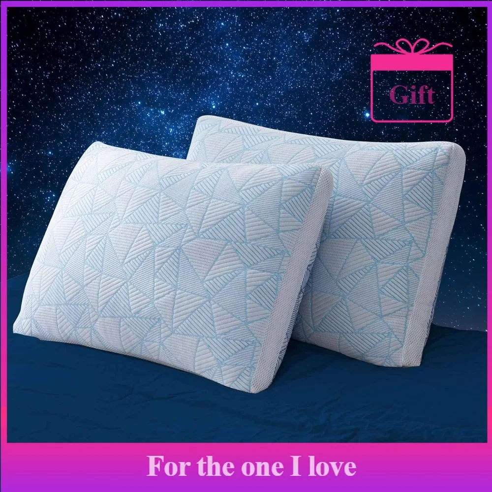 

Shredded Memory Foam Cooling Soft Bamboo Viscose Pillows King Set of 2, Adjustable Hypoallergenic Hotel Quality Pillows