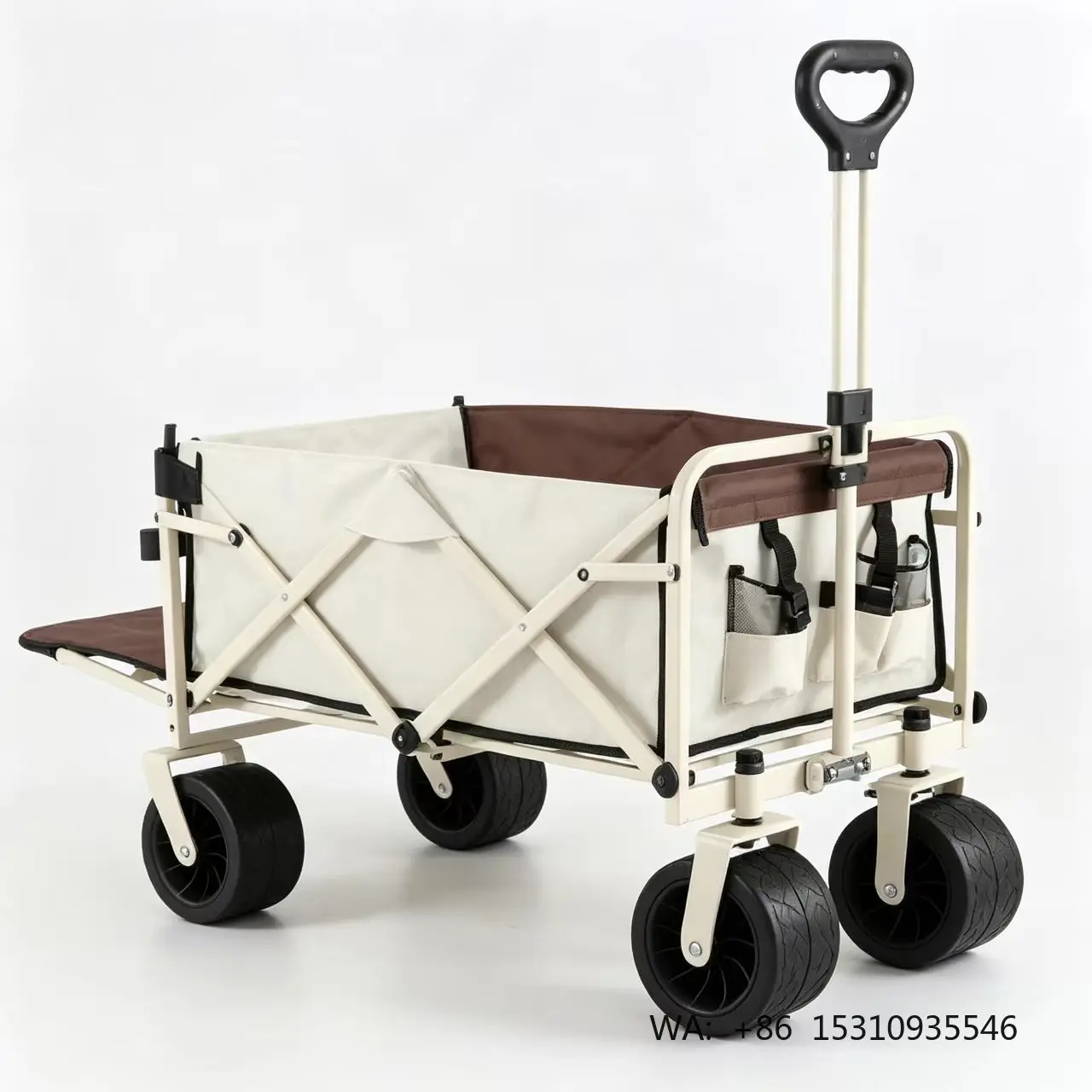 Foldable Outdoor Camping Wagon with Tailgate, Large Capacity Beach Picnic Trolley Cart for Shopping