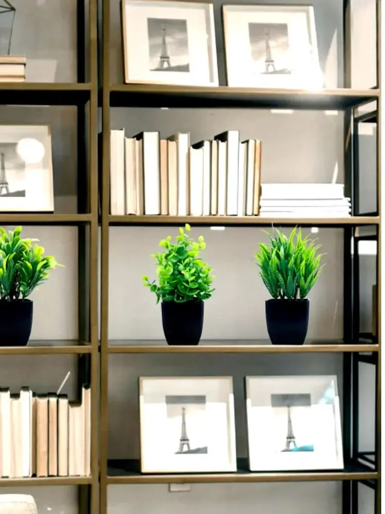 1 Stück gefälschte Pflanze, schwarzer Topf, künstliche Mini-Eukalyptus-Topfpflanze für den Innenbereich, Zuhause, Büro, Bauernhaus, Badezimmer, Tischdekoration – Detail 2