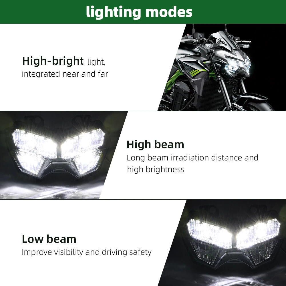 Z900 Z400 Motorcycle Headlight For KAWASAKI Z250 Z650 KLR650 ZR1000 H2 2019 2023 Faro Waterproof Highlights Light Assembly