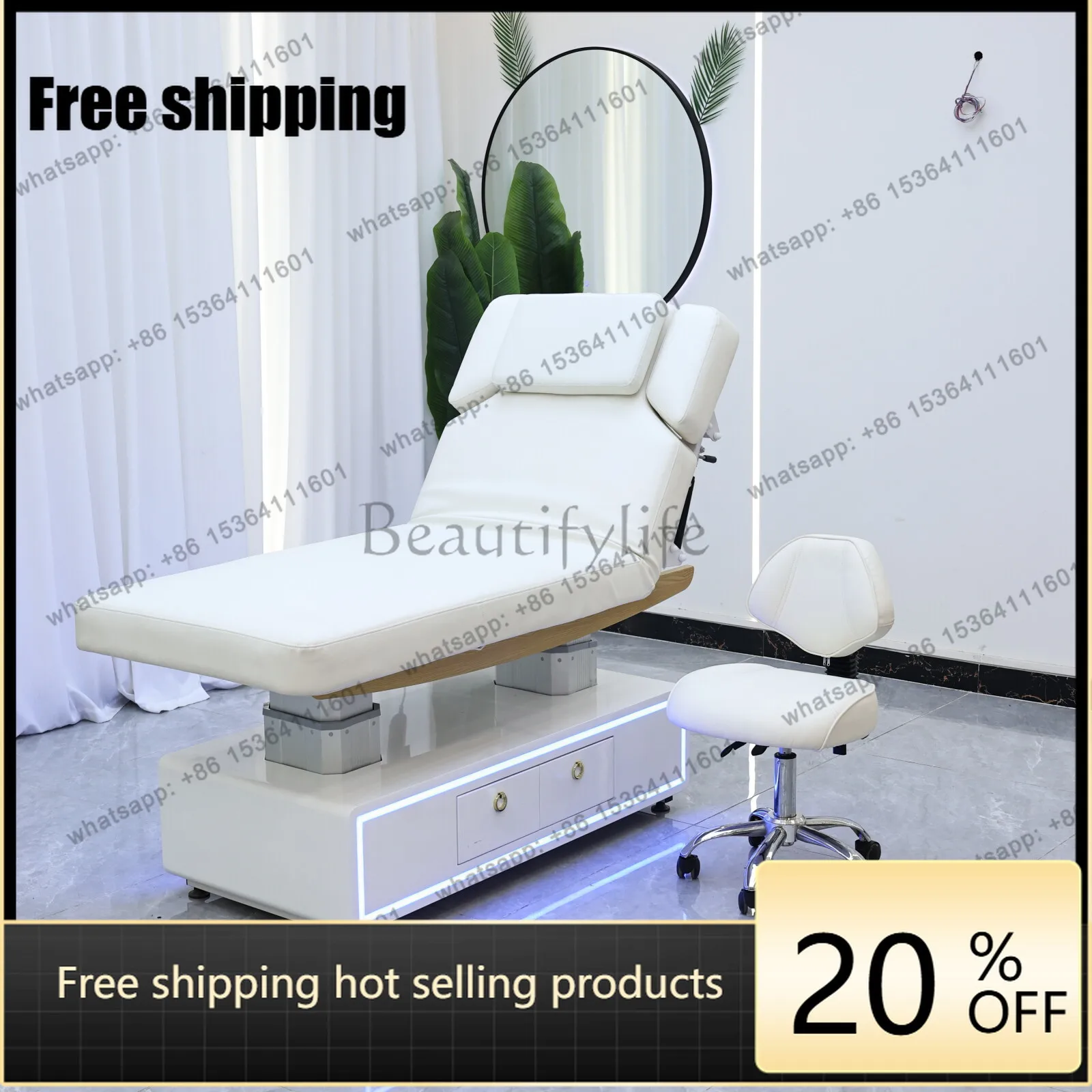 Factory Direct   Electric Lifting, White Beauty Care Bed, Facial Hydrotherapy Beds, Massage Table, Beauty Salon Store Commercial