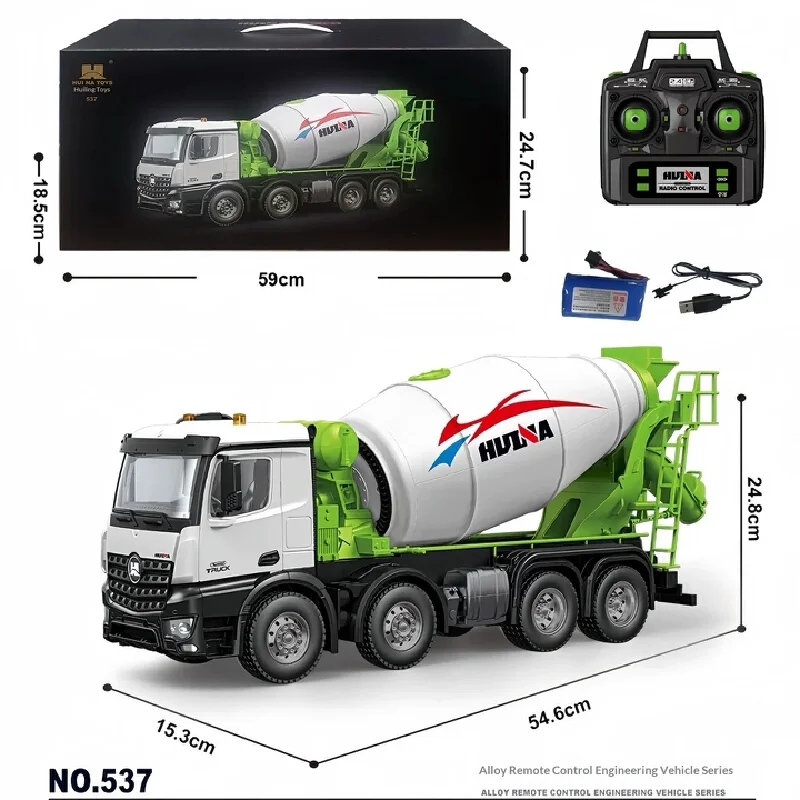 RC Huina Electric Cement Mixer Truck Model Simulated Engineering Vehicle With Light Pull Back Rubber Tire For Collection Display