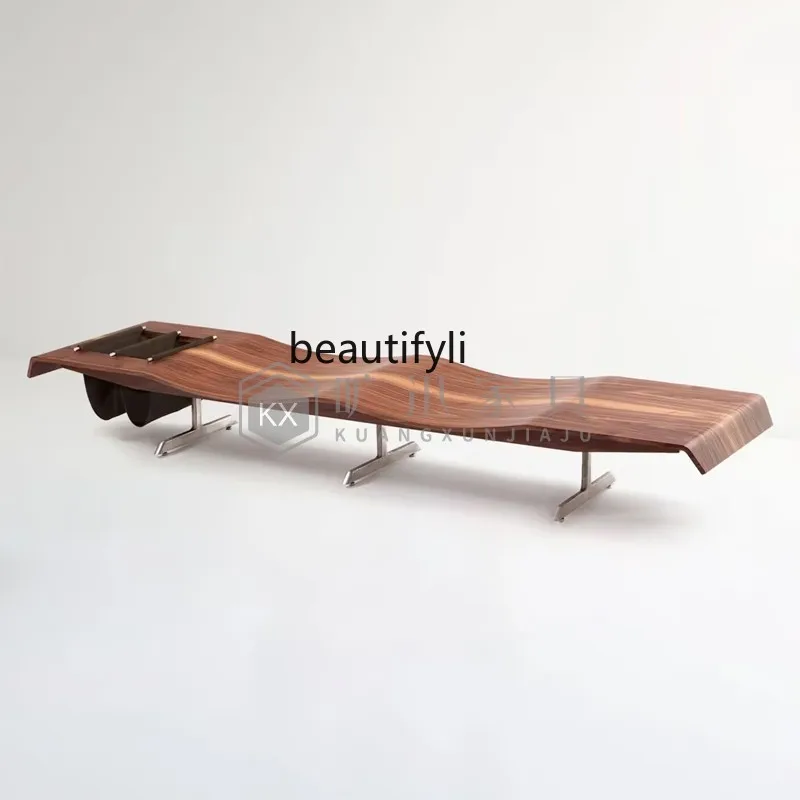 Sofa stool solid wood light luxury high sense, walnut color bed tail, living room, leisure bench