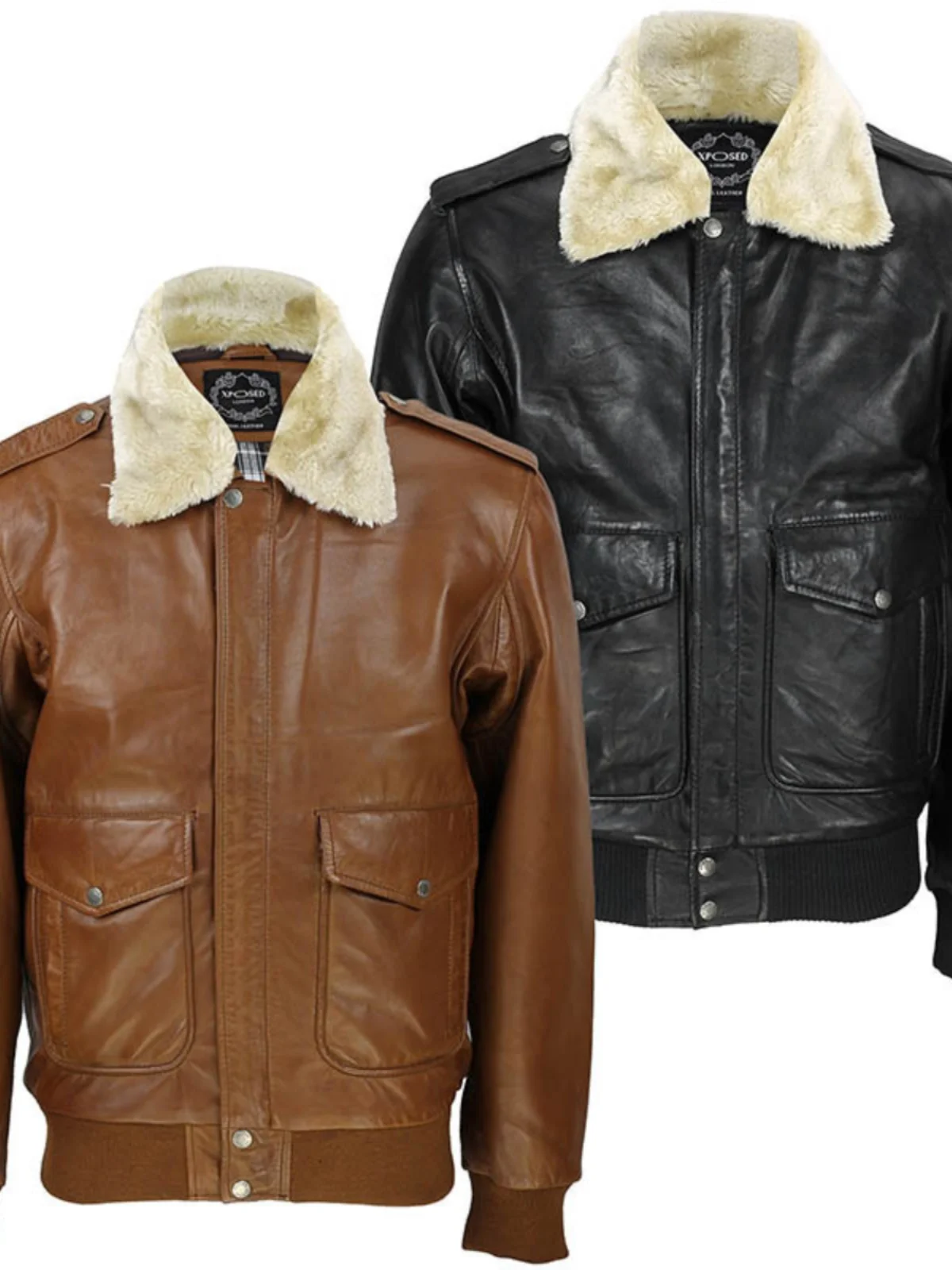 

Faionable Men's Fce-Lined Leather Jaet Versatile Briti Sle Casual Long Sve Zipper Closure Thi Winter Coat