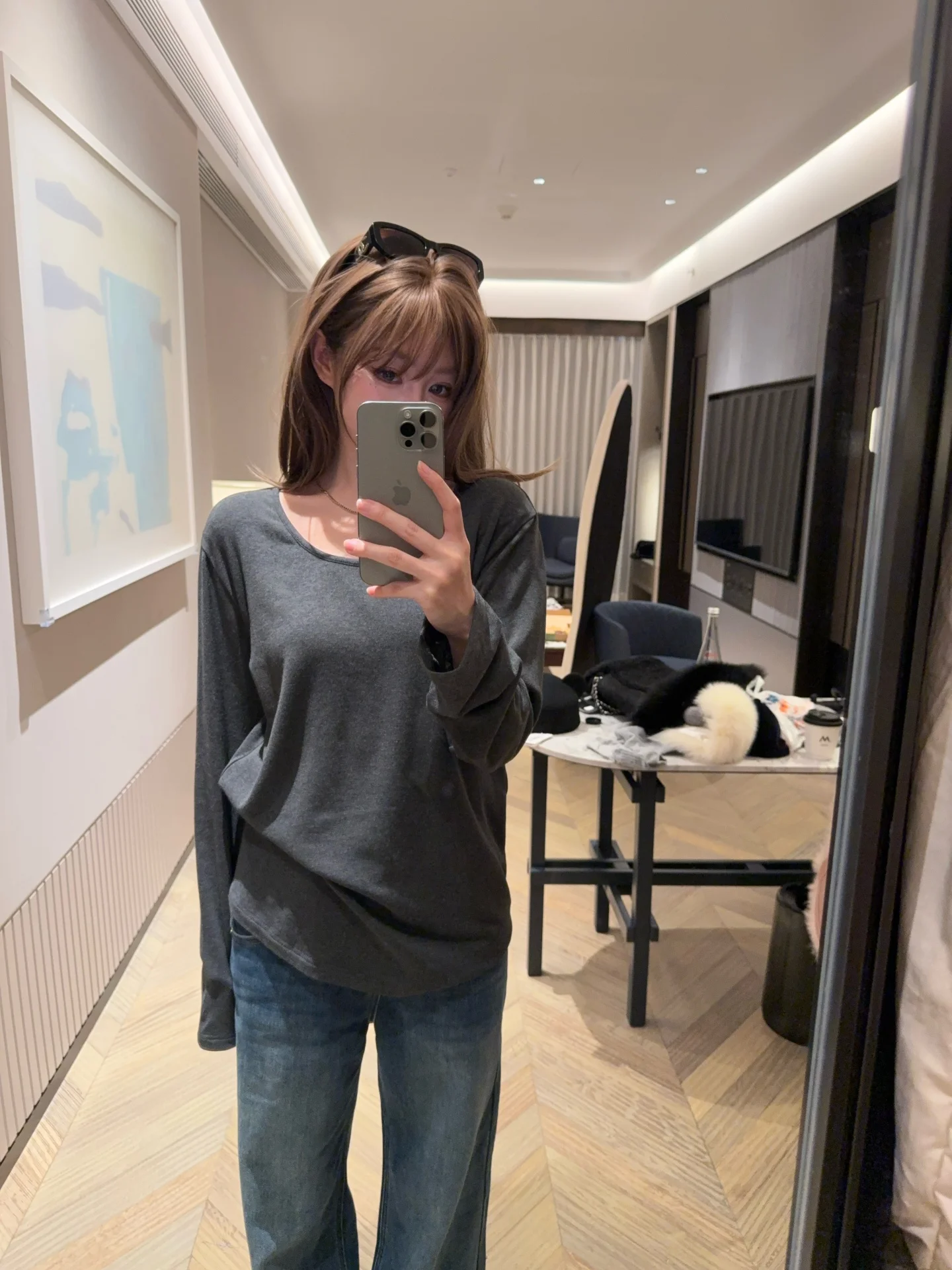

Casual Sle Base Layer T-irt Women's Autumn Winter Loose Fit Comfortable Mousse Velvet Splicing Proc Slimming Effect