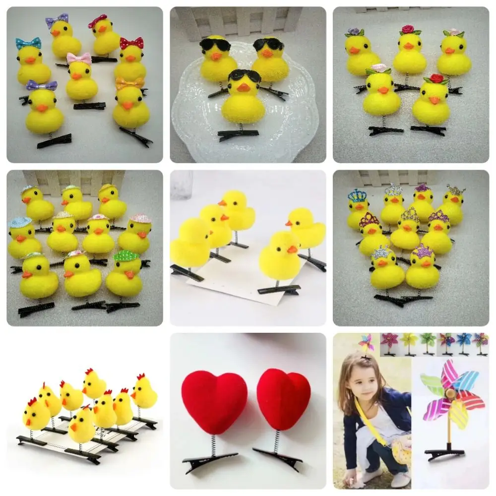 Duckling Shaped Hair Clip Cartoon 3D Plush Cute Korean Hairpin Bowknot Little Yellow Duck Duckbill Clip