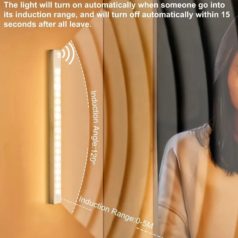 30CM Typ C Wiederaufladbare streifenförmige Drahtlose LED Nachtlicht Infrarot Motion Sensor Wand Lampe Für Küche Schlafzimmer schrank