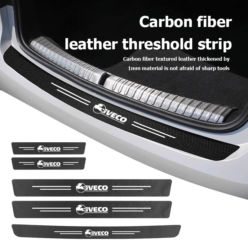 Protector de Umbral de Puerta de Fibra de Carbono con Logotipo de IVECO, Adhesivo Decorativo Antiarañazos para Eurocargo ‌   4x2 4x4 GNC S-Way Diario