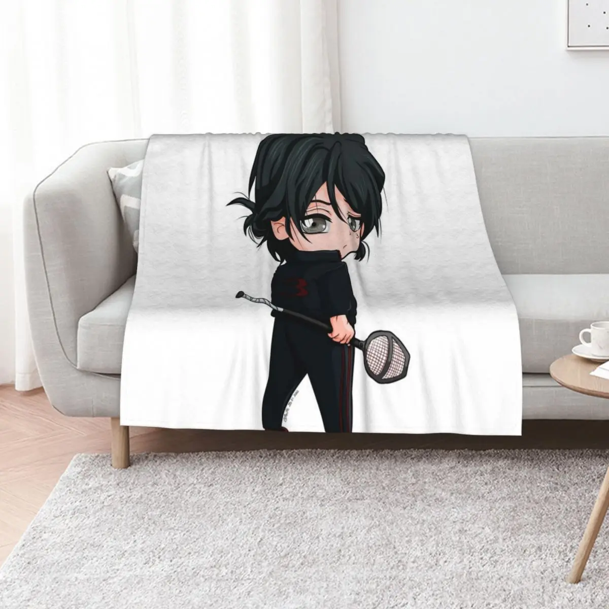 chibi Jean Moreau Throw Blanket Custom Extra Large Throw Shaggy Furry Blankets For Bed Soft Plaid Blankets