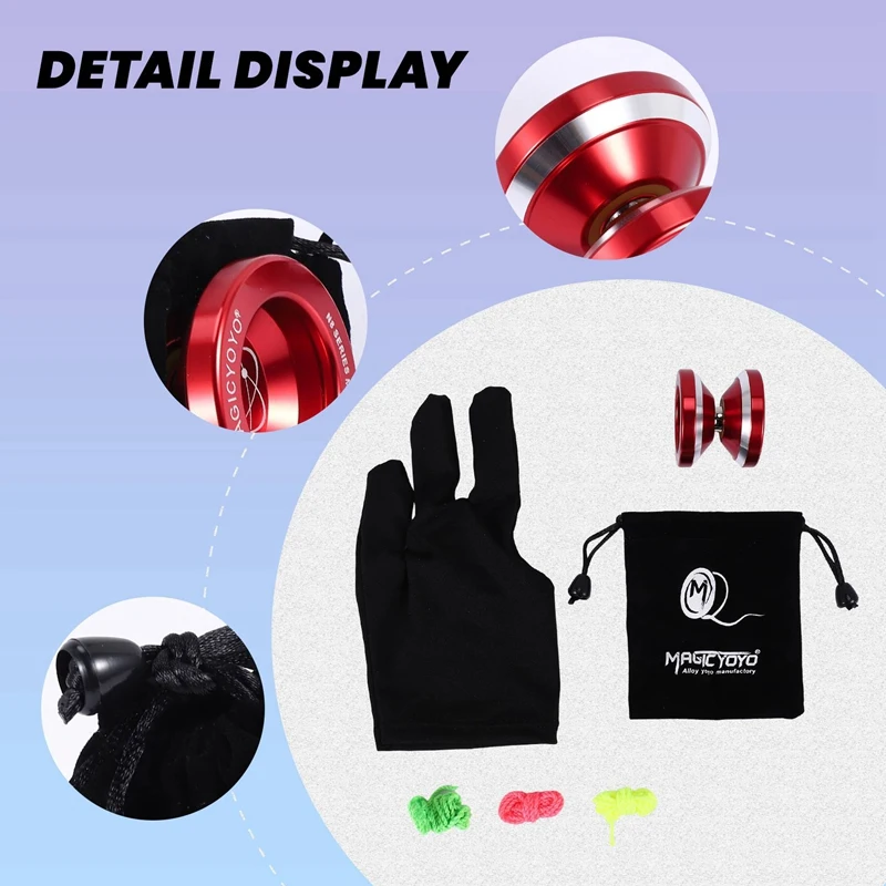 MAGICYOYO N8 Super Professional YoYo + String + Free Bag +Free Glove (Red)