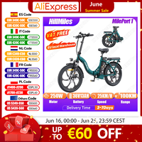 HillMiles MilePort 1 Folding Electric Bike 250W 36V13AH Adult City Electric Bicycle 20*3.0 Inch Tire 100km Range Powerful E-bike