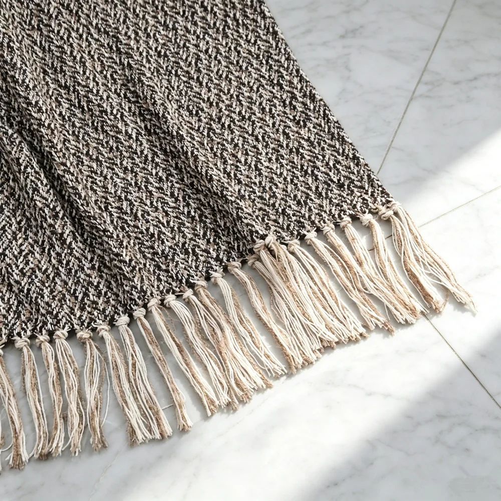 Modern Woven Sofa Throw Blanket Decorative Long Bed Tassel Blankets Thick Home Hotel 70x240cm 1 Piece Pack