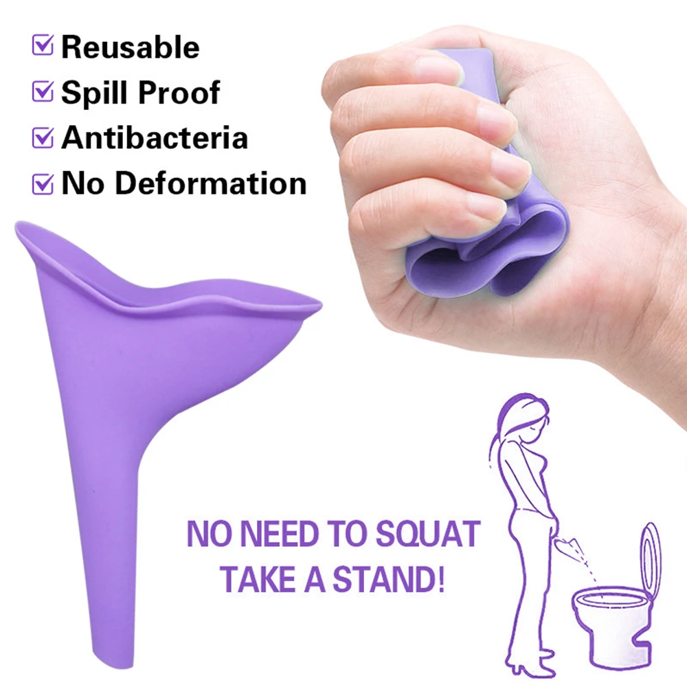 Embudo de orina reutilizable para mujer, inodoro de silicona de pie, urinario femenino para viaje, dispositivo de orina para mujer, Camping de emergencia