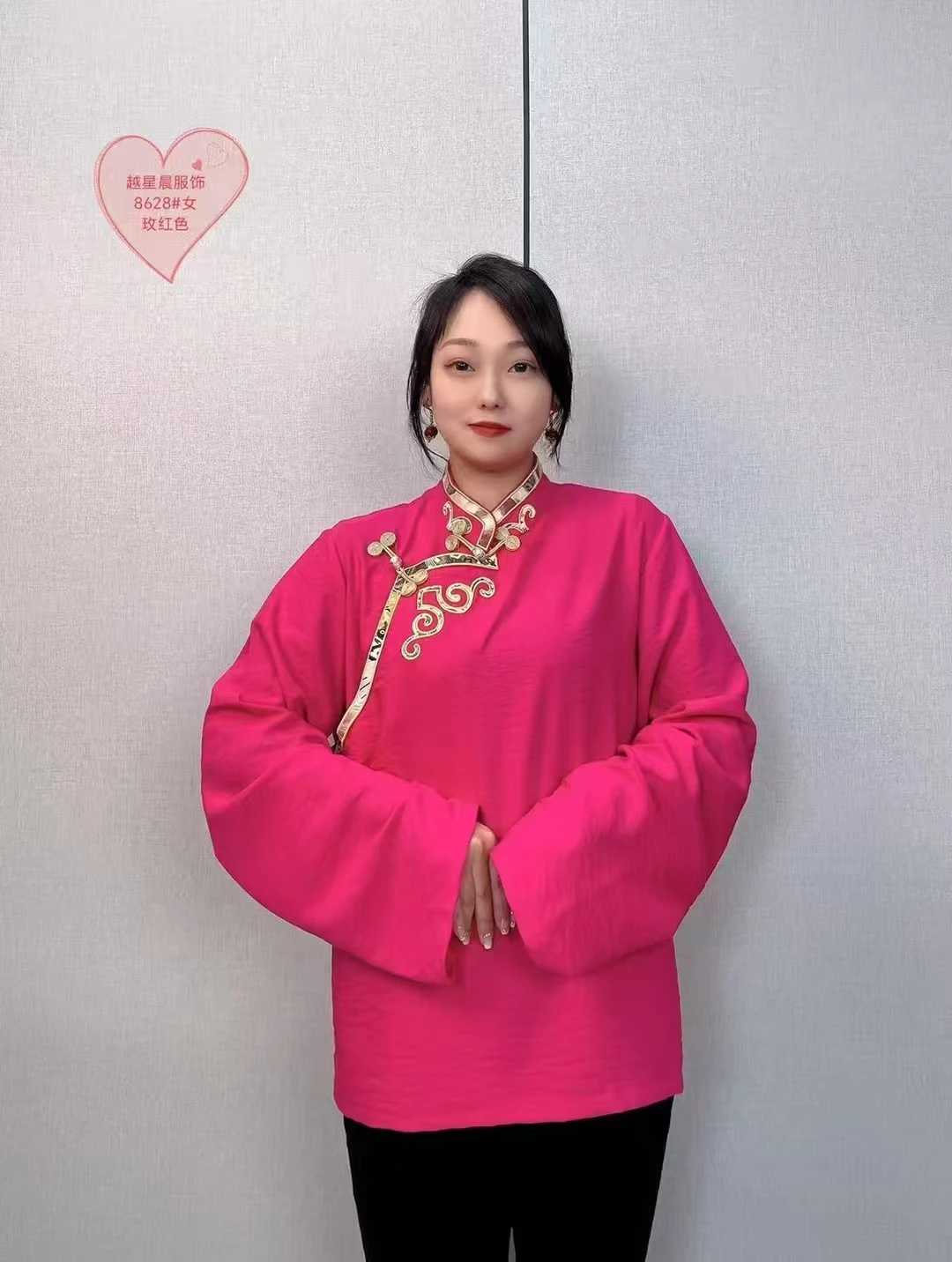 

Tibet Shirt Large Design Loose Wrinkle Cotton Tibetan Roll Sleeve Guozhuang Dance Card Women's Summer Top