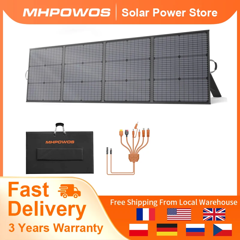 MHPOWOS 40V 220W Foldable Solar Panel, Waterproof IP67 Mobile Solar Charger for Power Supply, Laptop, Solar Generator, Fishing