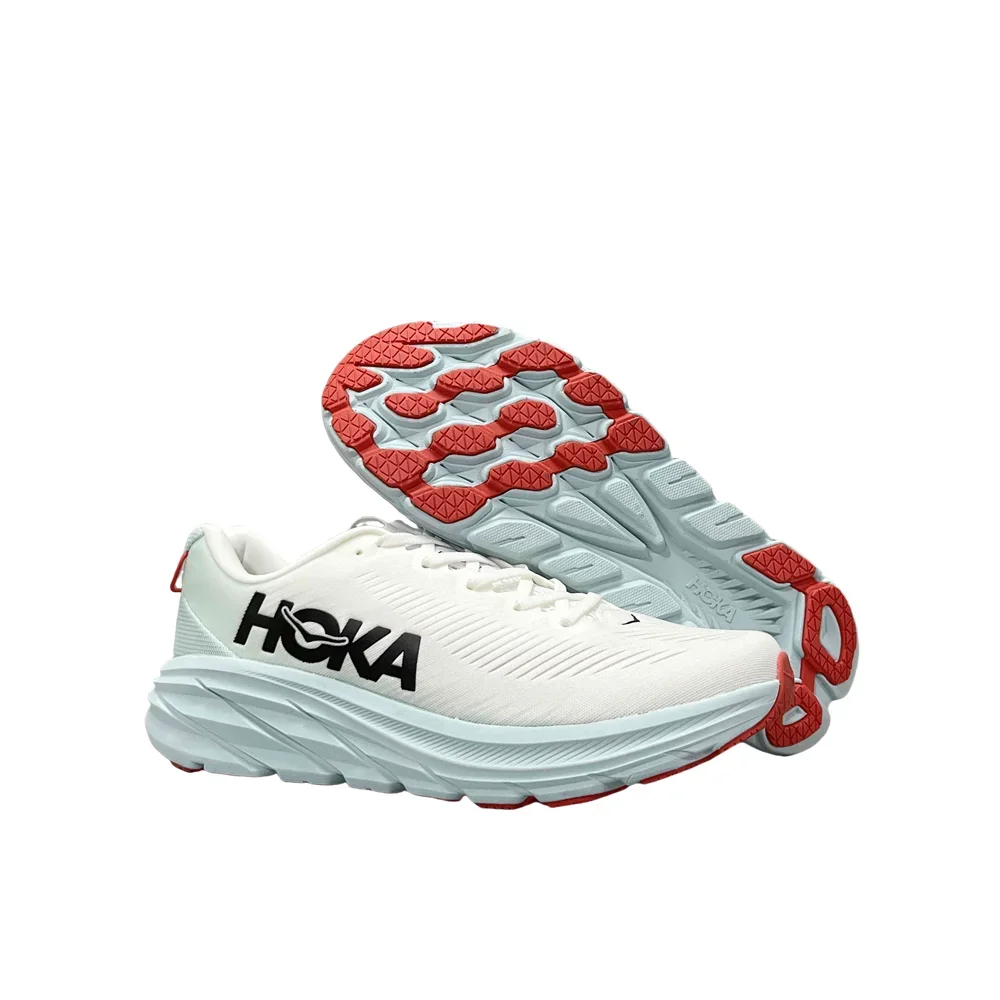 HOKA ONE ONE Rincon Women and Men White Green Cushioning Abrasion Resistant Lightweight Breathable Running Shoes 1119396-WBGL