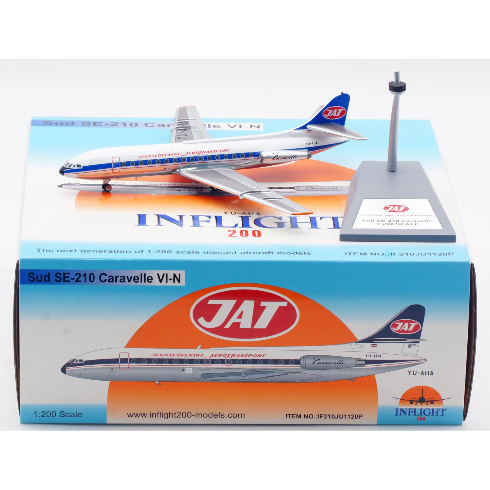 

IF210JU1120P Alloy Collectible Plane Gift INFLIGHT 1:200 JAT-Yugoslav Sud SE-210 Caravelle Diecast Aircraft Jet Model YU-AHA