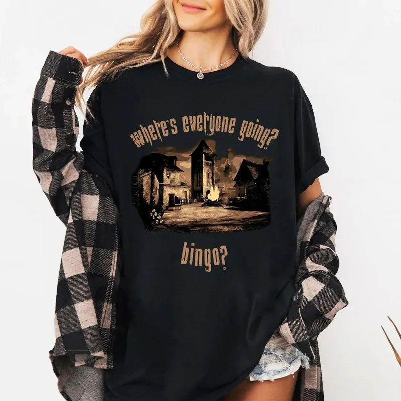 Resident Evil T-shirt, Where Did Everyone Go? Gaming T-shirt Leon Kennedy Retro Gaming Player Women's T-shirt, Summer New Unisex