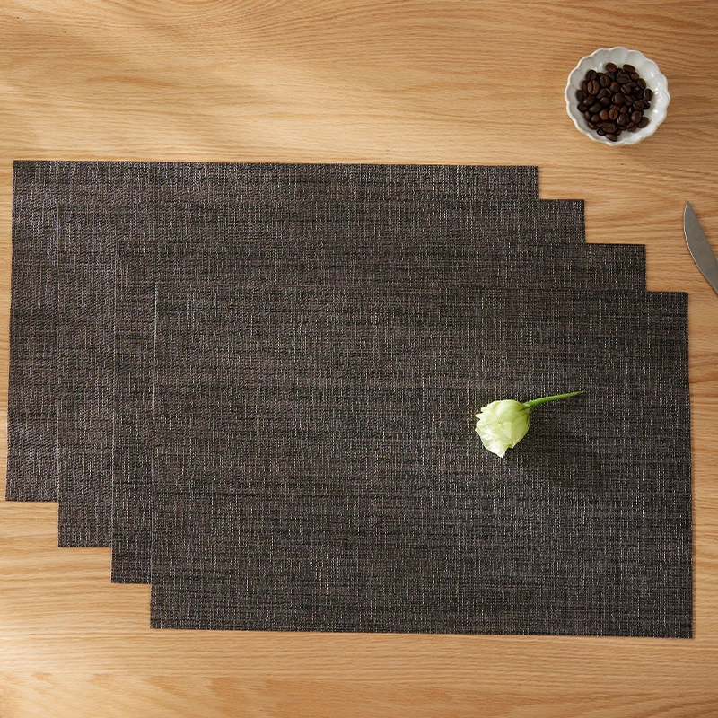 6pcs Placemat Heat Resistant Non-Slip Placemats for Dining Table Washable Durable Vinyl Woven Place Mat PVC Table Mats Sets