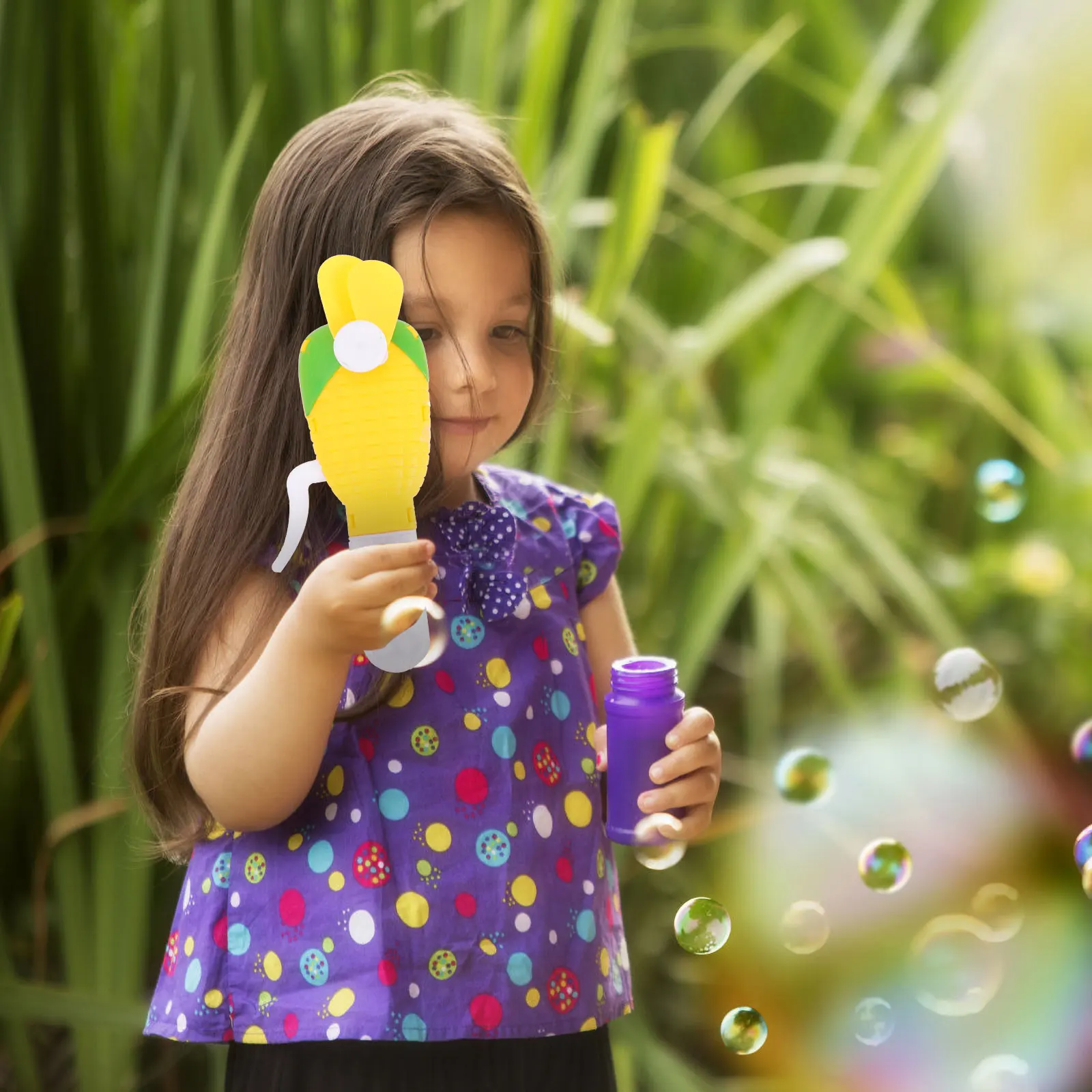 

6 Pcs Hand Pressing Bubble Fan Blower Plaything Maker Small Portable Pressure Mini Cooling Kids Plastic Child