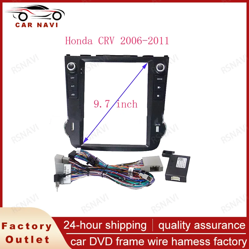 RSNAVI 9.7 INCH Car facia Frame Adapter Canbus Box Decoder Android Radio Dash Fitting Panel Kit For Honda CRV CR-V 2006-2011