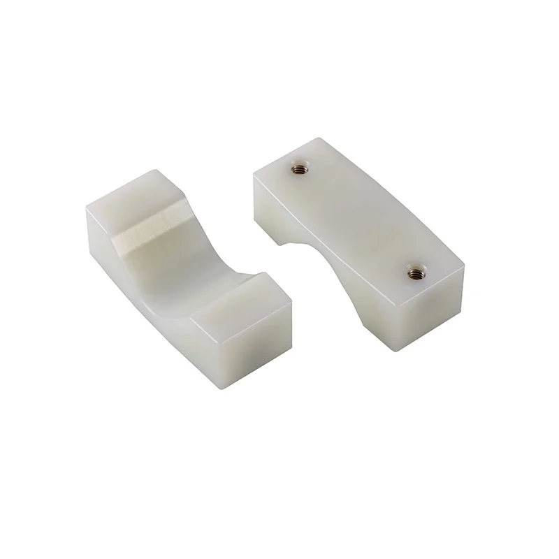 CNC machined plastic material special-shaped mechanical fastener White nylon machined with screw hole positioning assembly