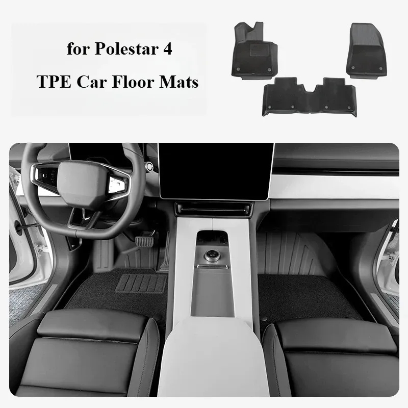 for Polestar 4 Double Layers Car Floor Mats TPE Waterproof Non-slip Full Surrounded Floor Liner Mat Car Interior Accessories