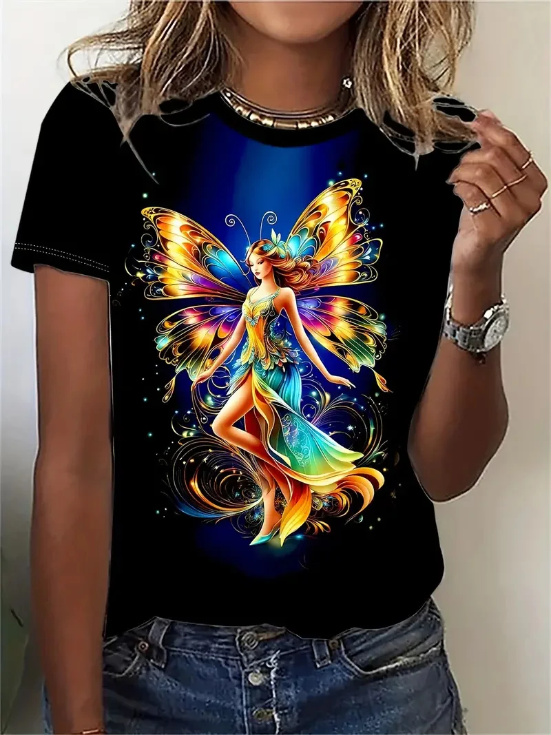 Summer Fairy Tale Princess Elf 3D Print T-Shirts Women Short Sleeve O-Neck T Shirt Harajuku Y2k Tops Casual Tees Female Clothing