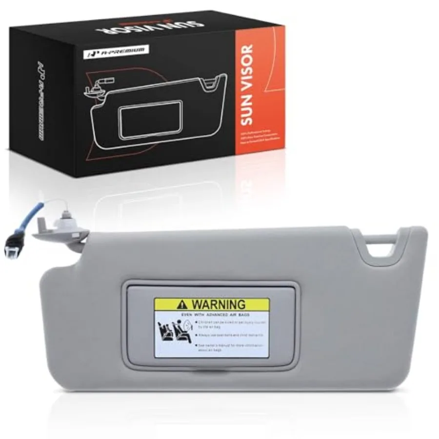 

Driver Left Side Sun Visor Compatible with Honda Accord 2008 2009 2010 2011 2012 - with Vanity Mirror with Vanity Light Gray Co