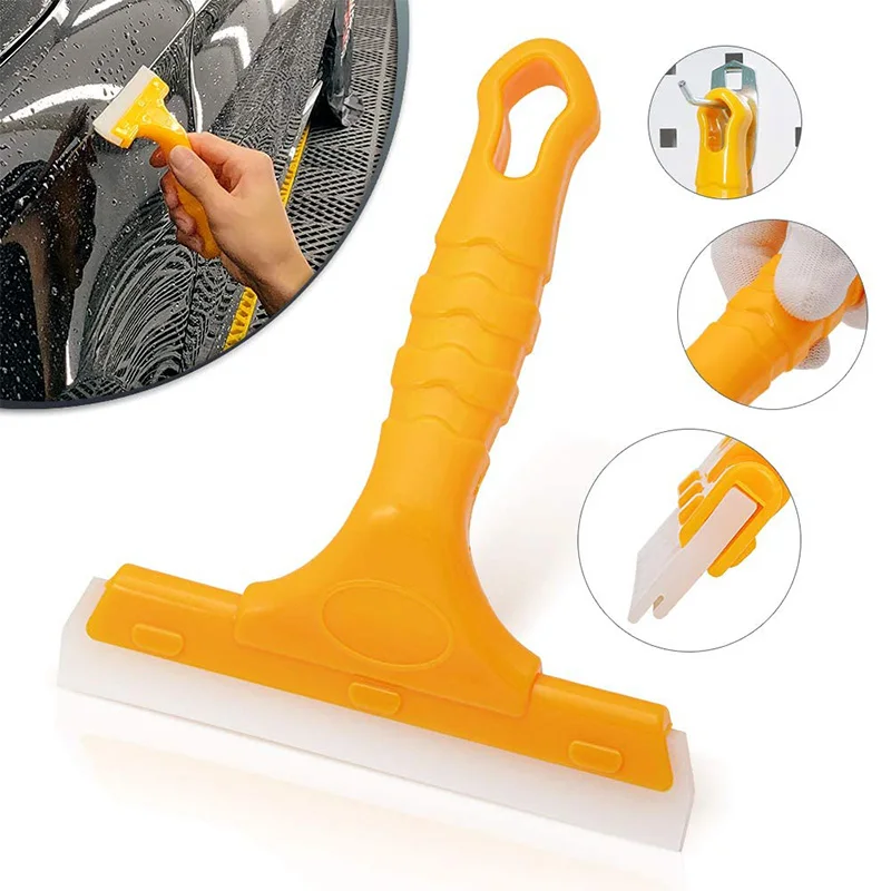 Auto Water Blade Squeegee Car Window Windshield Water Wiper Scraper Long Handle Mirror Glass Cleaning Silicone Squeegee  ﻿