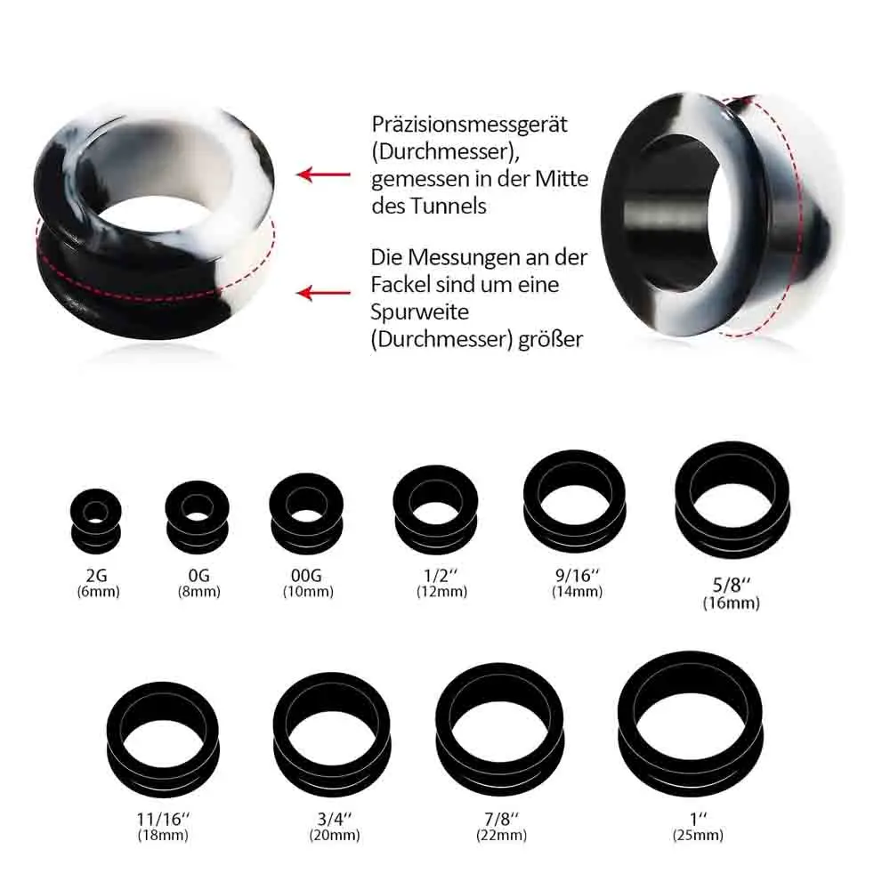 1 Pair Hard Silicone Color Blocking Ear Tunnel Ear Gauges Plug Expander Piercing 2g-1" image 2