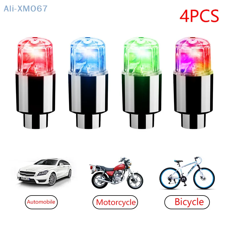 4Pcs Tire Valve Cap Lights Durable Tire Lights For Car Air Valve Caps With Lights For Motorcycles Bicycles Electric Vehicles