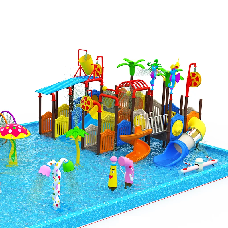 Plastic Rainbow Water Big Slide Fiberglass Spray Ground Outdoor Splash Pad Aqua Water Park