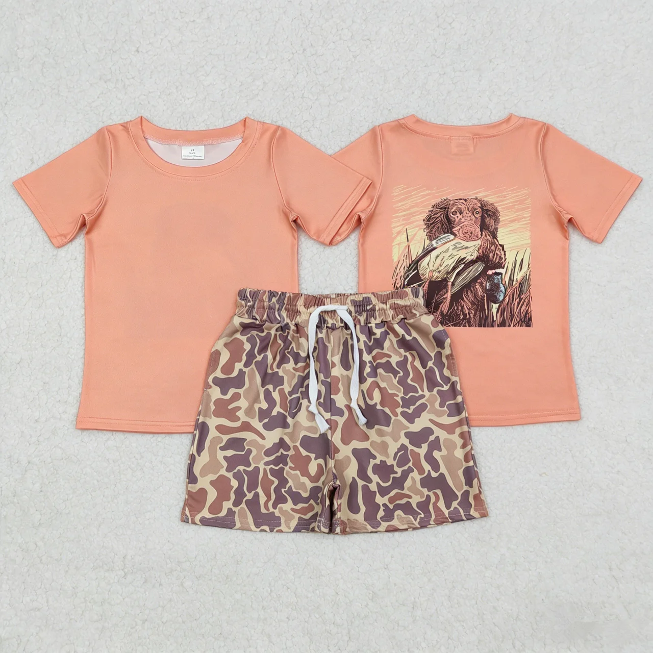 Wholesale Baby Boy Summer Set Children Short Sleeves Duck Dog Shirt Toddler Camo Pockets Shorts Kids Boys Outfit Clothing