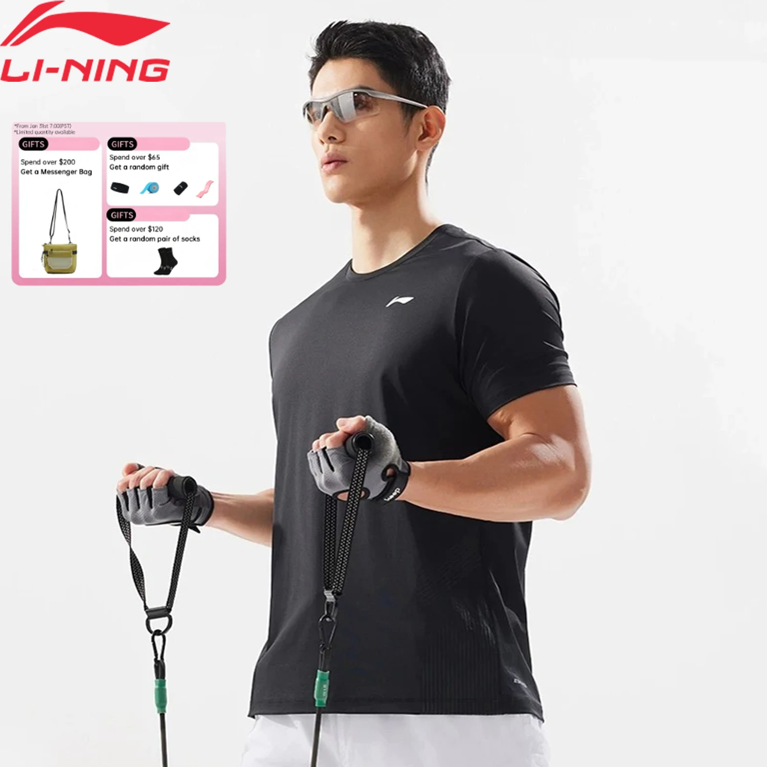 

Li-Ning Men's Training Sports T-Shirt AT DRY FREEZE Regular Fit 90%Nylon 10%Spandex Fitness LiNing Short Sleeve Tee Tops ATSV333