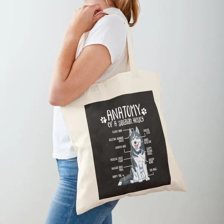 

Funny Siberian Husky Anatomy Dog Owner Dog Lover Tote Bag women bag Lady bag custom fabric Reusable bags