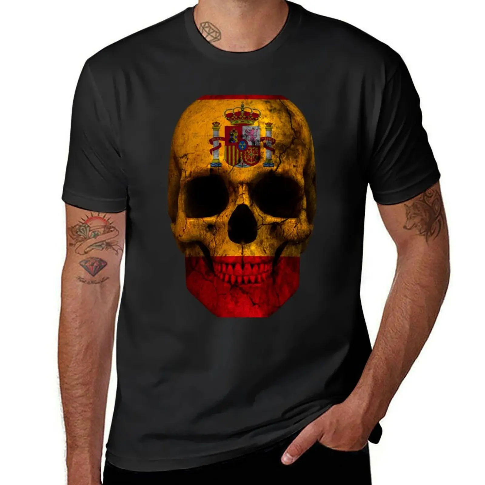 

Spain Flag Skull Spanish Roots - Spanis Pride T-Shirt shirts graphic tees oversized plain t shirts men