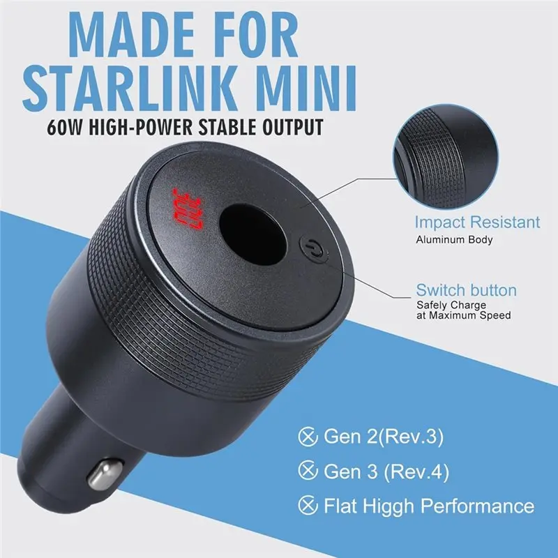 For Starlink Mini Car Adapter For RV, Boat, Truck- Digital Display& Switch Equipped 12V-24V To 30V DC Step Up Converter
