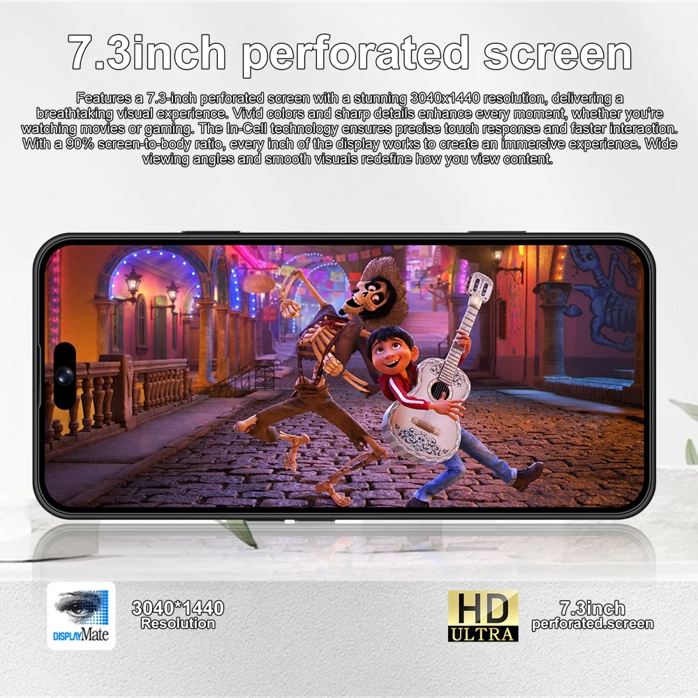 K-Touch Smartphone für 17 Pro Max 7,3 Zoll Vollbild-Handy 22G+2TB Mobiltelefon 16+48MP 5G Dual-SIM 7800mAh Akku Face ID Entsperrt Android 15 Handys – Detail 6
