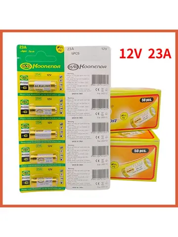 5 sztuk/1 karty 12V 23A suche baterie alkaliczne do dzwonka do drzwi, alarmu samochodowego, walkman 23GA 21/23 A23 A-23 GP23A RV08 LRV08 E23A V23GA