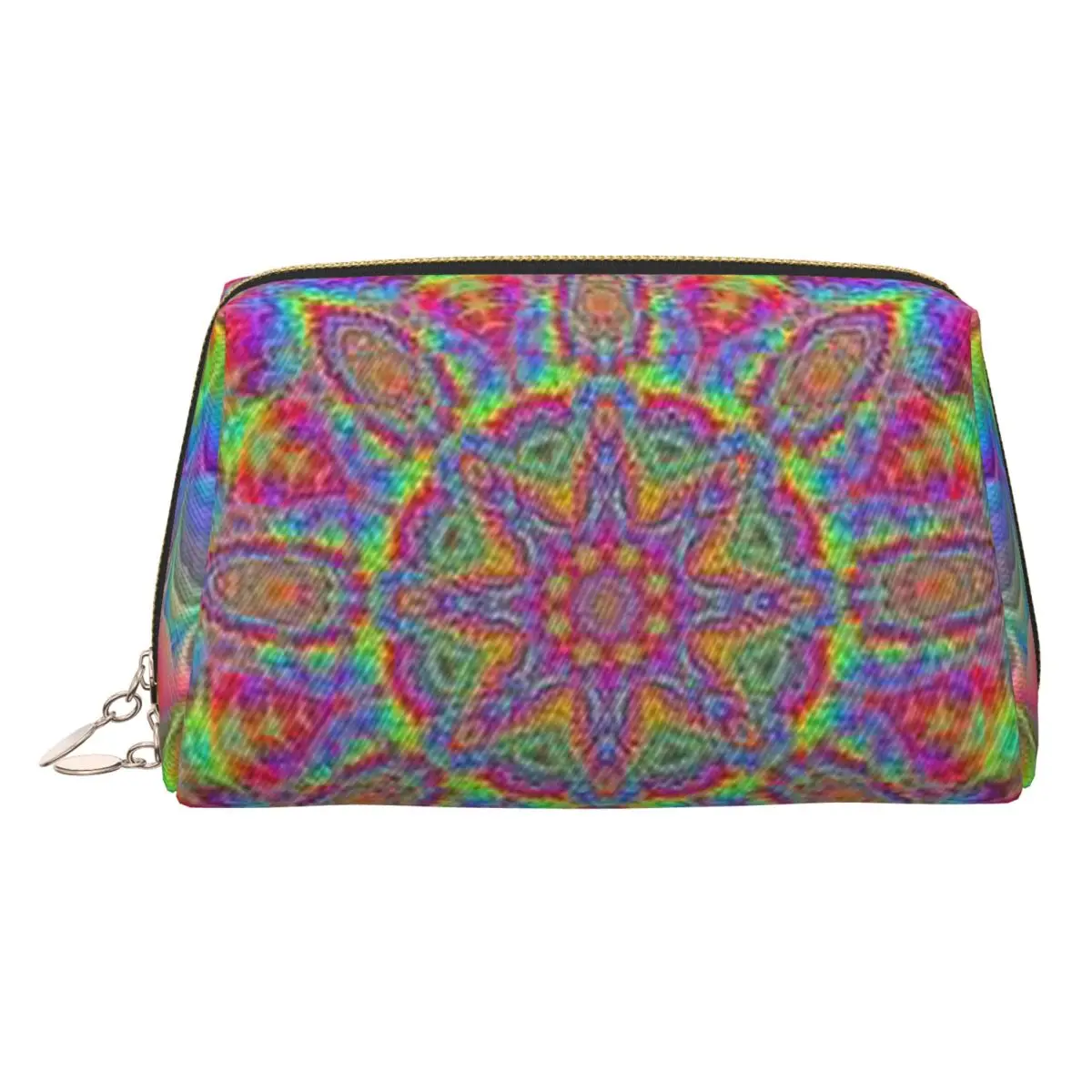 Retro Psychedelic Black With Vibrant Magic Pattern Women Cosmetic Bags Travel Makeup Organizer Pouch Toiletry Storage