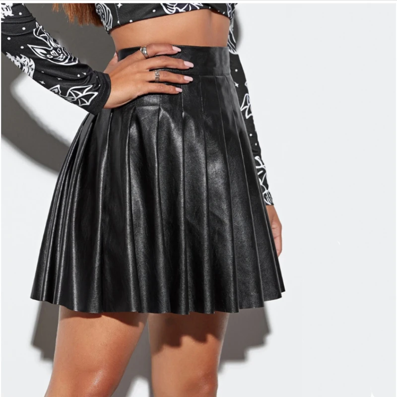 

2025 Autumn and Winter Sexy Spice Girls Short Skirt Pleated Solid Color Women's Skirt