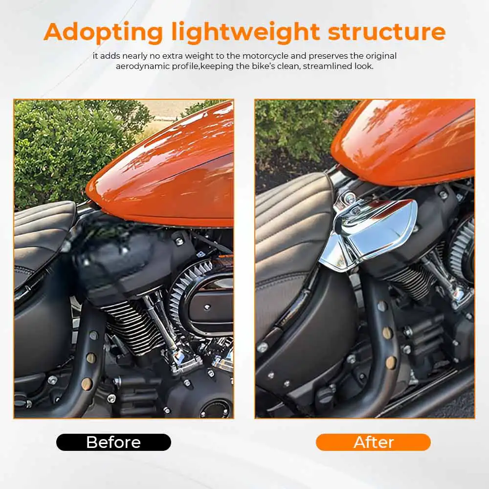 Abs Shield Heat Deflectors Fit For Harley Fxbr/S 117/114 Flde Fxfb/S Flfb/S Flhc/S Fxlr/S/T Flsl Flsb Fxst Fxbb 2018-2026 Chrome view 5